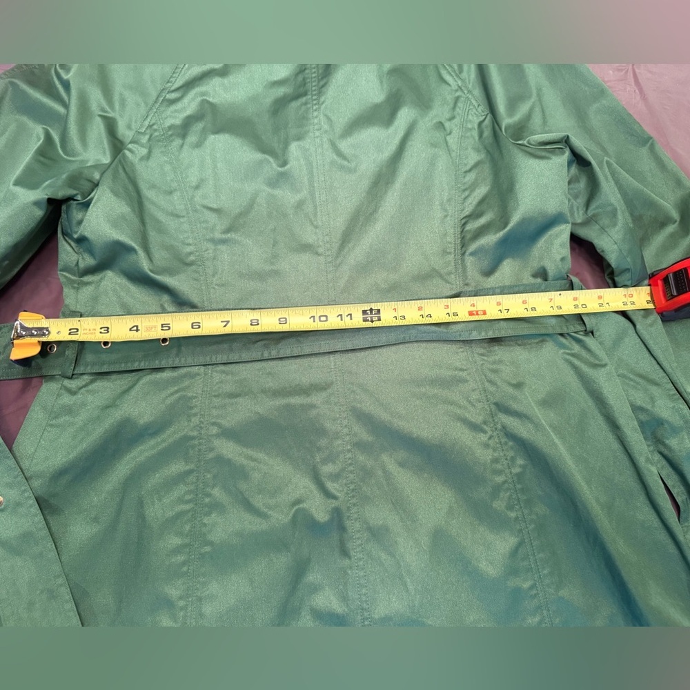 Saks Fifth Avenue Trench Coat Jacket Womens Size 14/XL Metallic Green $400 - Picture 10 of 15